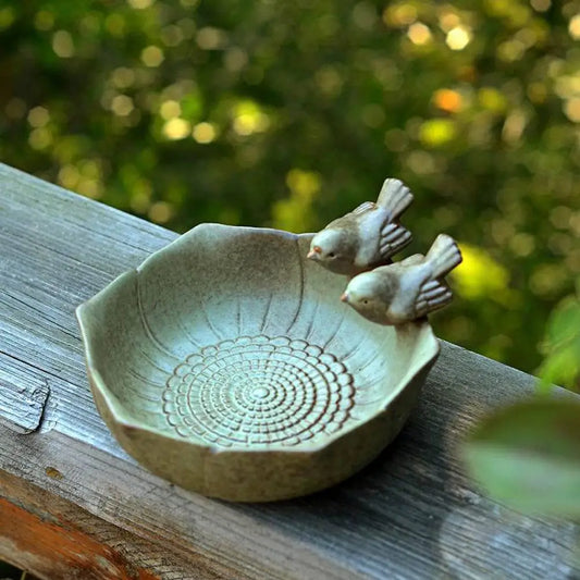 Ceramic Birdbath Feeder Bowl