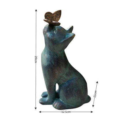 Cat and Butterfly Garden Statue