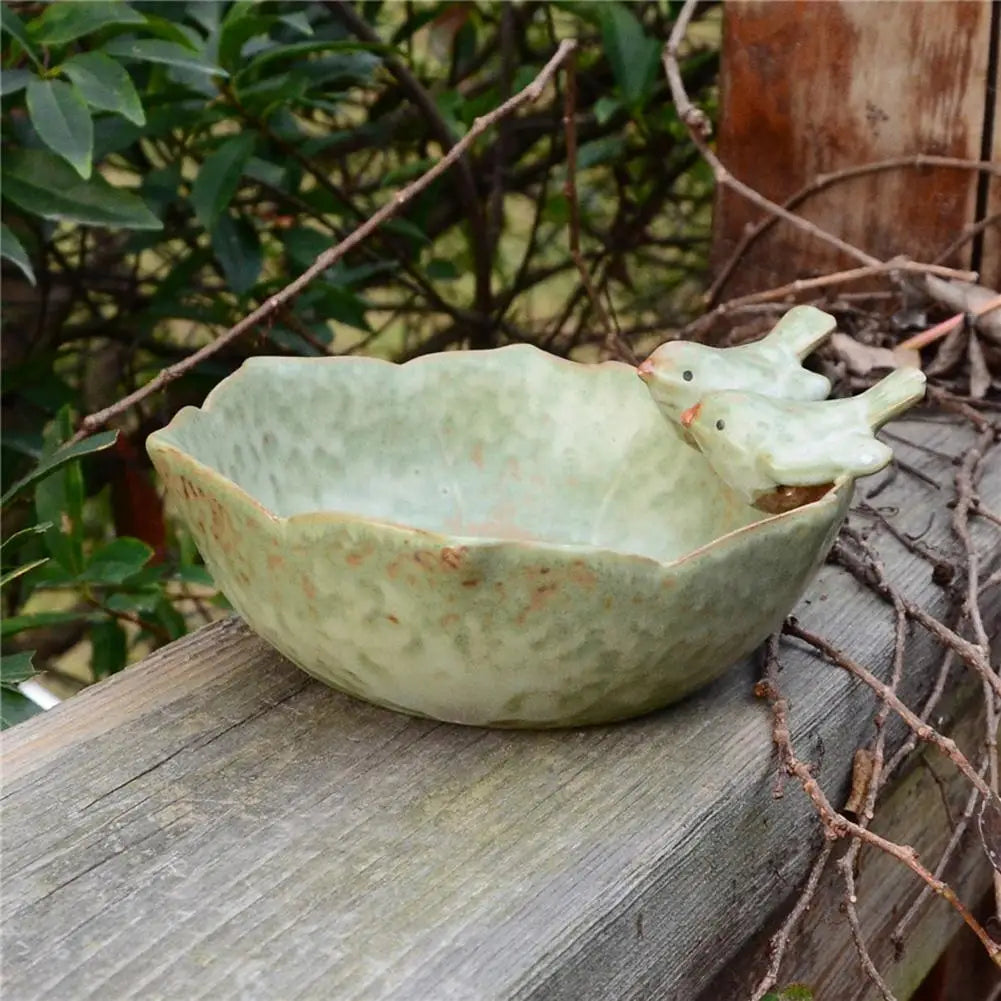 Ceramic Birdbath Feeder Bowl