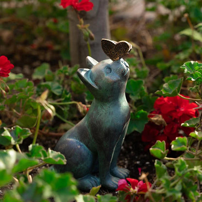 Cat and Butterfly Garden Statue