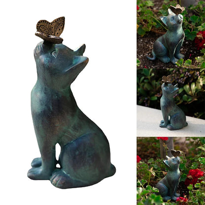 Cat and Butterfly Garden Statue