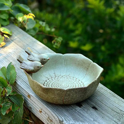 Ceramic Birdbath Feeder Bowl